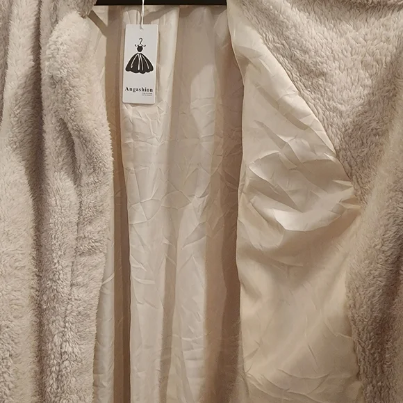 Women's Fuzzy Fleece Lapel Open Front Long Cardigan Coat Faux Fur Warm - Picture 8 of 10